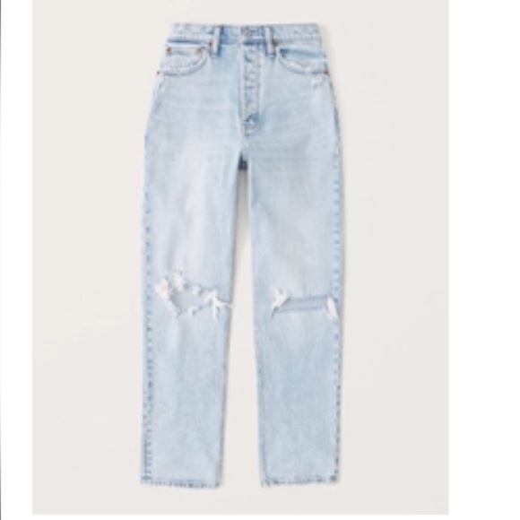 NWOT Abercrombie & Fitch High Rise Dad Jeans in Light Ripped Wash - Picture 1 of 5
